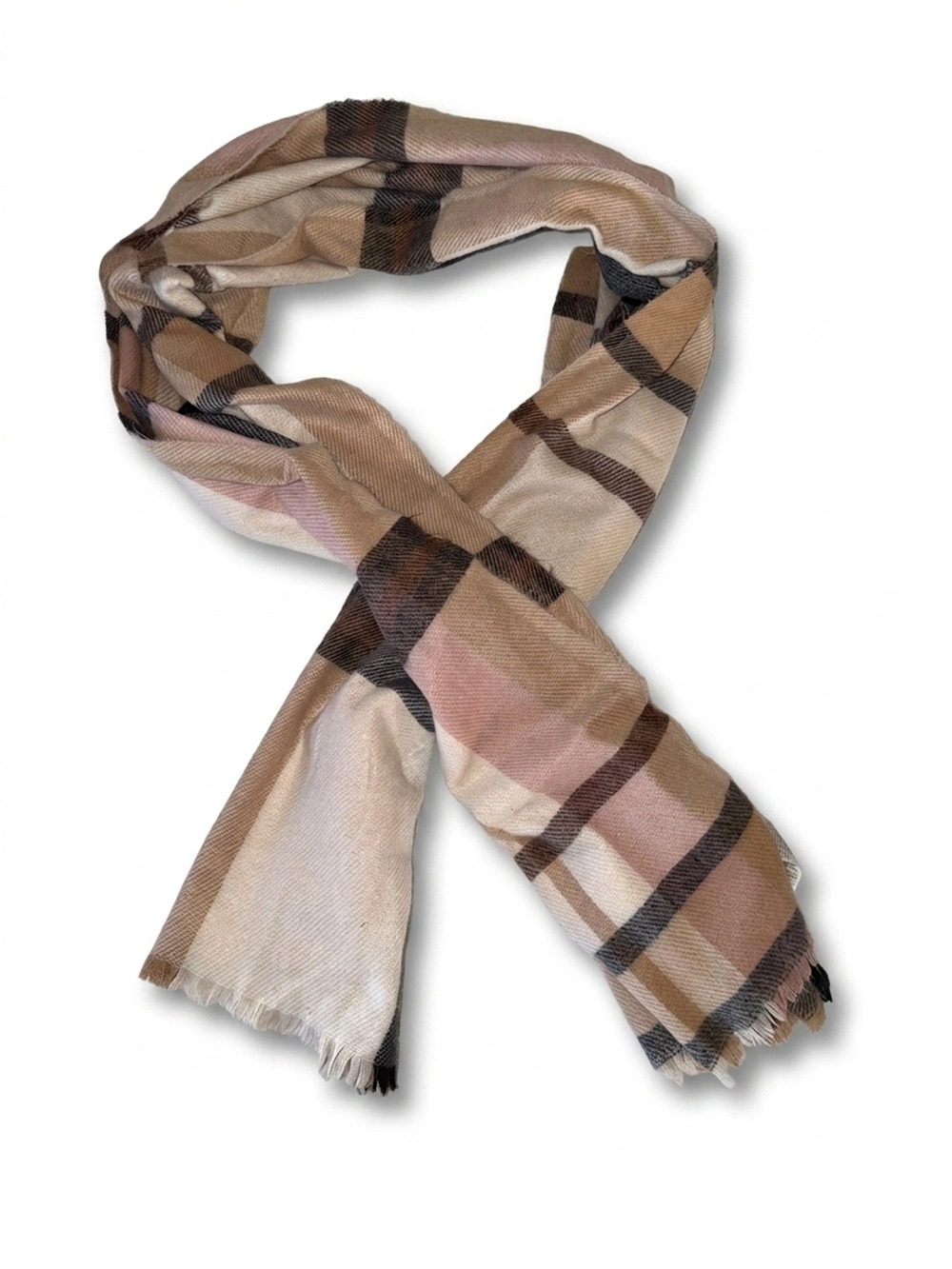 Old Navy Scarf | Tan & Baby Pink | One Size | Lightweight Soft